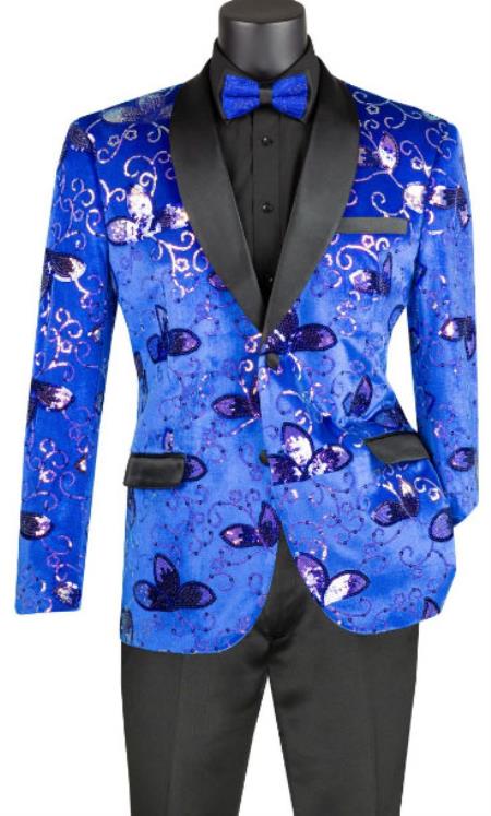Mens Blazer - Paisley Sport Coat - Royal Prom 2026 Tuxedo Dinner Jacket Blazer