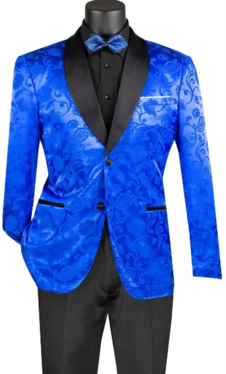 Mens Blazer - Paisley Sport Coat - Royal Prom 2026 Tuxedo Dinner Jacket Blazer