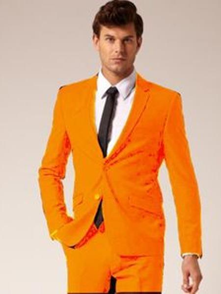Mens Orange Tuxedo With Pants - Orange Prom 2026 Suit