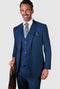 Mens 2 Button Notch Lapel 3 PC Suit With Vest French Blue