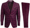 Mens Stacy Adams Suits - Designer Suit - 3 Piece Suit - Vested Suit - Flat Front Pant- Modern Fit Suits Burgundy Suit