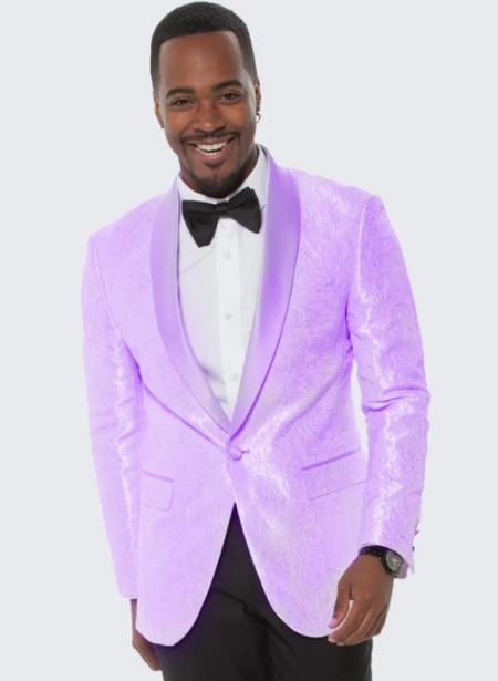 Lavender Paisley Tuxedo Jacket Slim Fit