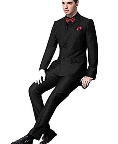 Narrow Legs Ultra Slim Fit Double Breasted Wool Suits Charcoal Suit - AlbertoNardoniStore