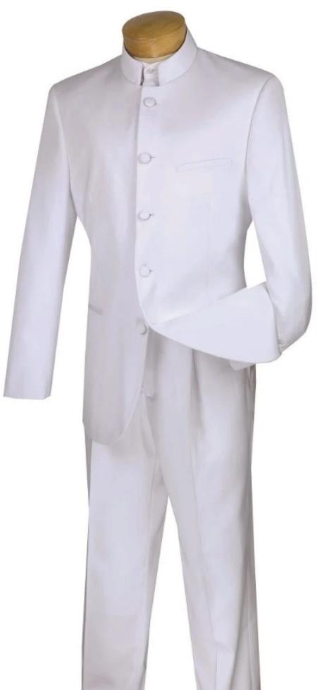 Wedding Groom Suit - Prom 2026 Tuxedo Suit - No Collar Weddig Tuxedo - White