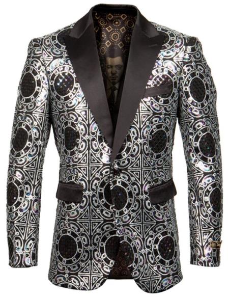 Style# SO4ME259H-01-SILVER Mens Blazer - Wedding Silver Tuxedo - Prom 2026 Blazer