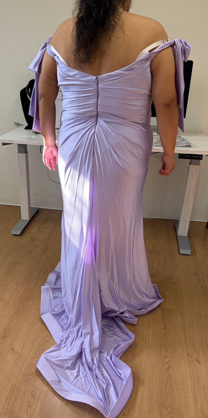Stretchy Ruched Off The Shoulder Prom Dress