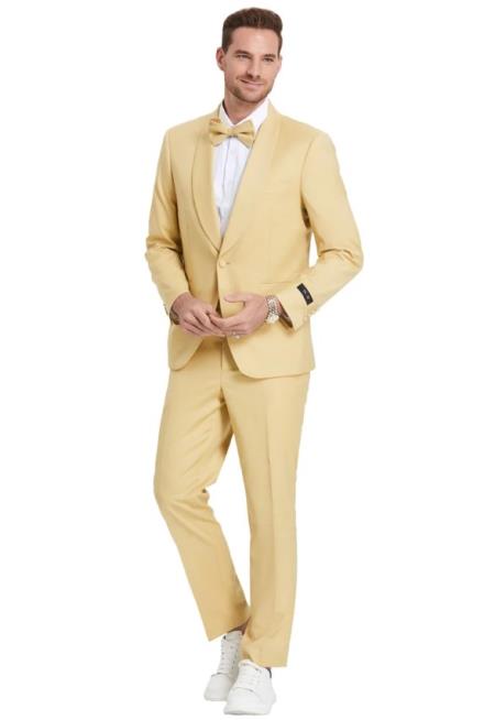 Prom 2025 Suit - Light Gold Prom Tuxedo - Summer Slim Fit Suits