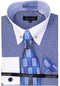 Mens Blue Houndstooth Dress Shirt Set with Cuff