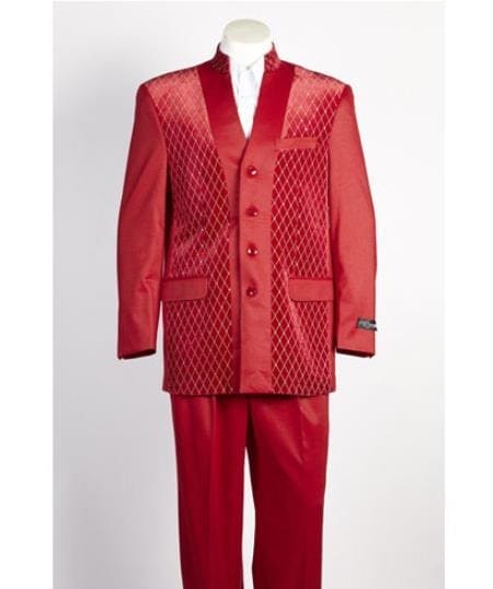 Holiday Suit - Christmas Suit - Christmas Blazer Mandarin Collar Tuxedo - Mandarin Tuxedo - No Collar Suit - Red Suit