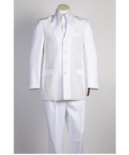 Mandarin Collar Tuxedo - Mandarin Tuxedo - No Collar Suit - White Suit