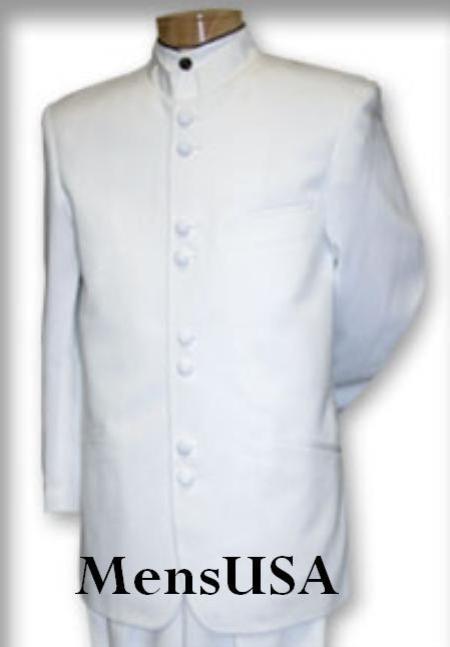 Mandarin Collar Tuxedo - Mandarin Tuxedo - No Collar Suit - White Suit
