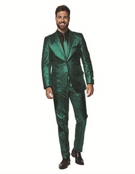 Shiny Metallic Party Emerald Suit