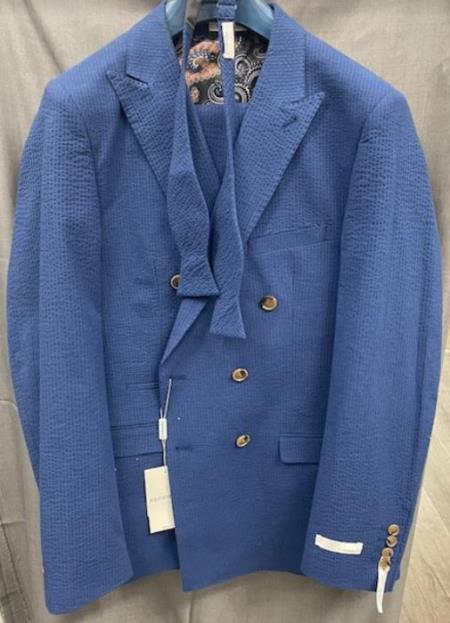 Seersucker Suit - Summer Suit Blue