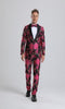 Men's Fuchsia Pink & Black Floral Paisley Prom Tuxedo