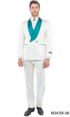 White And Emerald Green Tuxedo Suit - Prom Suit - Prom Wedding Suit