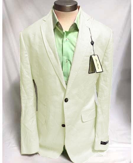 Mens Big and Tall Linen Blazer Ivory mens linen Sportcoat - Linen Jacket - AlbertoNardoniStore