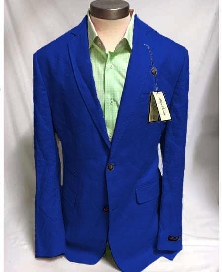 Mens Big and Tall Linen Blazer Royal Blue mens linen Sportcoat - Linen Jacket - AlbertoNardoniStore