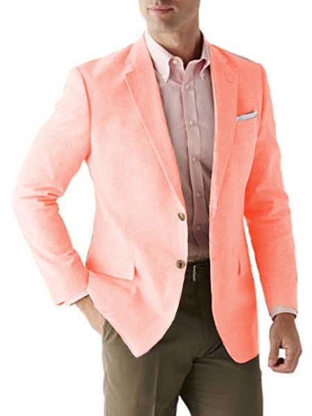 Mens Linen Blazer - Salmon Linen Sport Coat - Summer Blazer