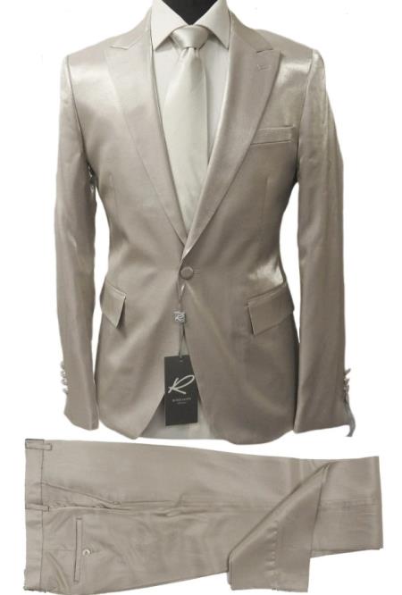 Rossiman Menâ€™s Gray Shiny Sateen Suit â€“ Sleek & Modern Formalwear