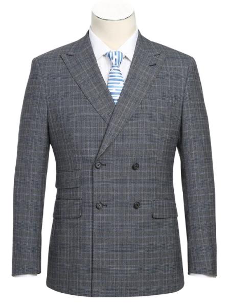 Mens Gray Windowpane Plaid Suit