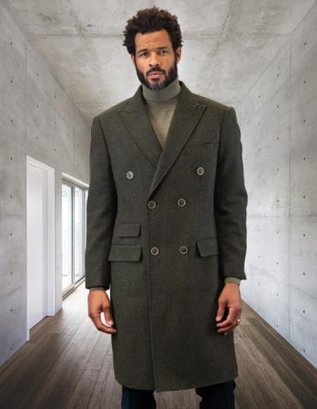 Mens Overcoat -Mens Long Wool Topcoats- Topcoat For Men-Mens Double breasted Overcoat - "Olve" Double breasted Coat