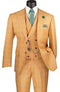 3 Piece Plaid Suit - Orange Mens Plaid Suit