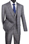 3 Piece Plaid Suit - Gray Mens Plaid Suit