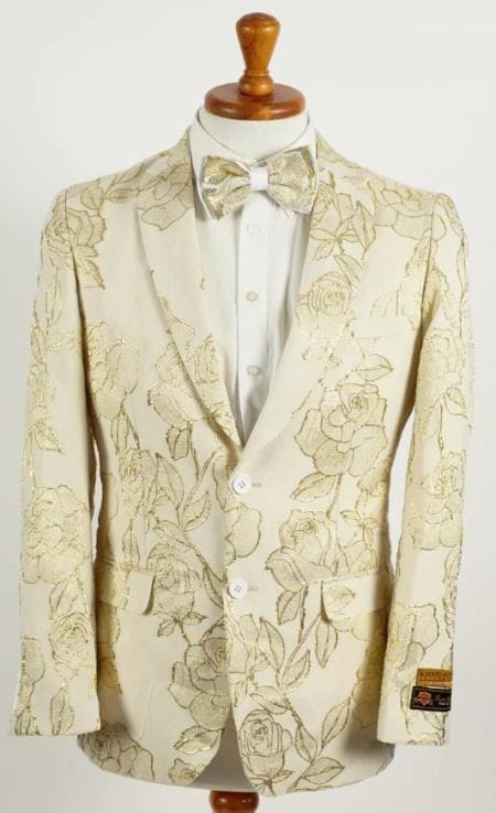 Mens Big and Tall Tuxedo -Ivory and Gold Tuxedo