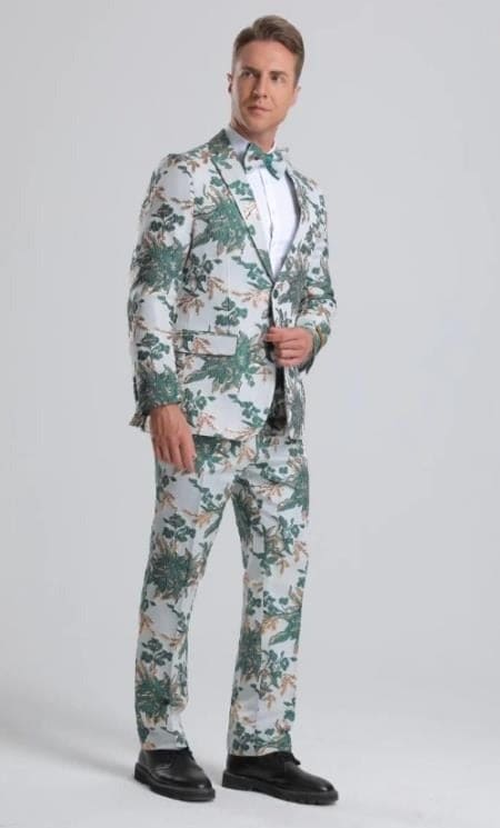 Mens Big and Tall Tuxedo -White And Gold Tuxedo