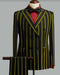 Black And Gold Pinstripe Double Breasted  Peak Black Lapel Suit