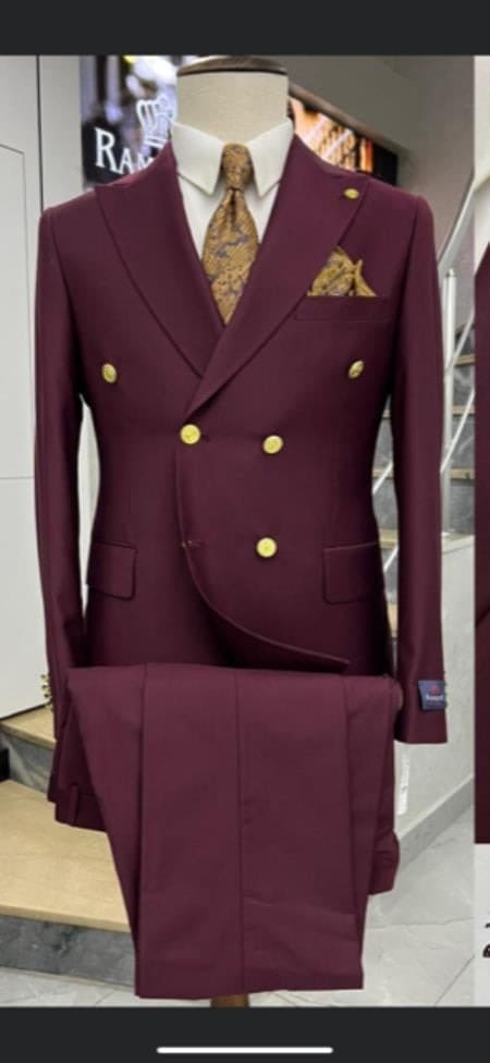 Burgundy Suit - Double Breasted