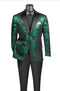 Emerald Green Paisley Tuxedo Suit - Prom 2025 Floral Tuxedo Suit - Groom Wedding Suit