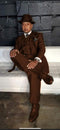 Wide Leg Suits - Classic Fit Suits - Athletic Fit Suits 1 Button Vested Suits - Wool Brown Suits