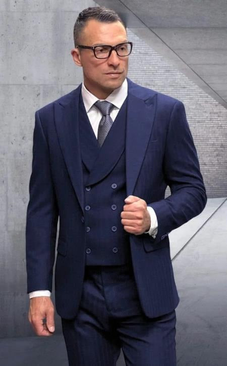 Statement Suit - Tone On Tone Pinstripe Suit - Shadow Stripe Suit - Wool Suit