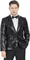 Black Sequin Blazer - Mens Shiny Sport Coat - Party Jacket - Prom Tuxedo $189