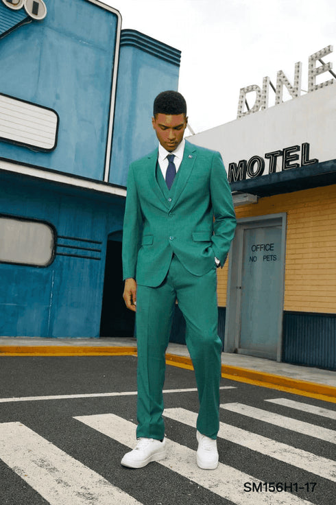 Sage Green Plaid Suit - Light Green Color - Mint Green - AlbertoNardoniStore