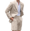 Mens Seersucker Suit With Short in Color Light Beige - Summer Fabric Casual look Mini Pinstripe