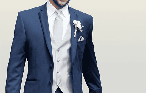 Mens Blue Suit Black Vest - AlbertoNardoniStore