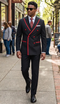 Mens Black And Red Double Breasted Tuxedo