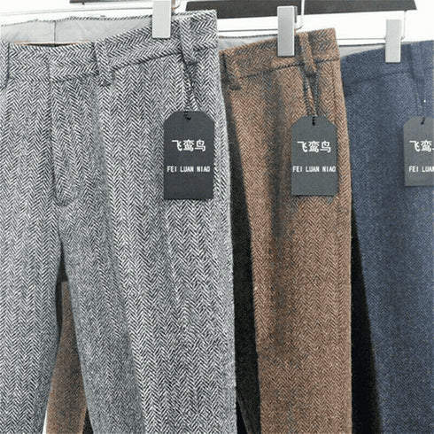 Mens Grey Tweed Pants - Wool Pants