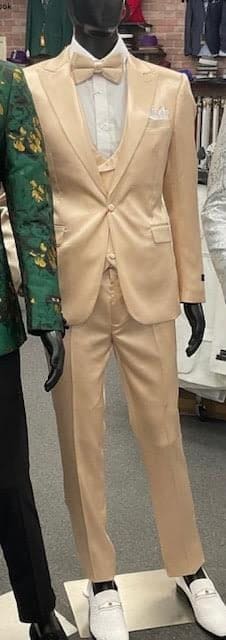 Men Champagne Suit - Light Gold Color Shiny Suit  -  Sateen Suit - Wedding Tuxedo Suit