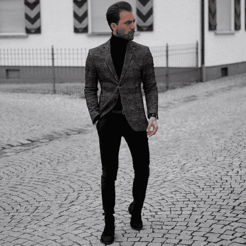 Grey Suit Jacket Black Pants Alberto Nardoni