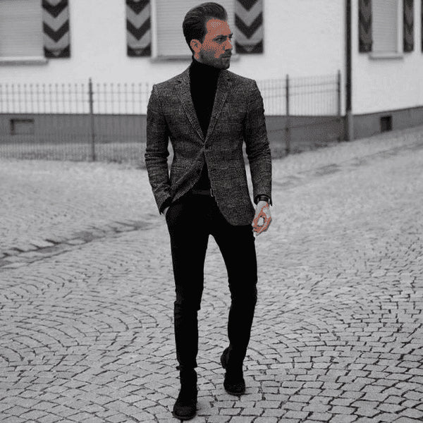 Grey Suit Jacket Black Pants - AlbertoNardoniStore