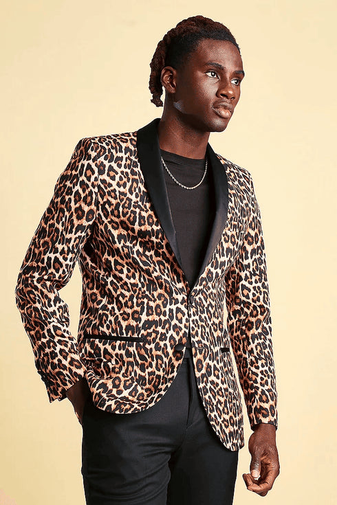 Mens Leopard Print Blazer - AlbertoNardoniStore