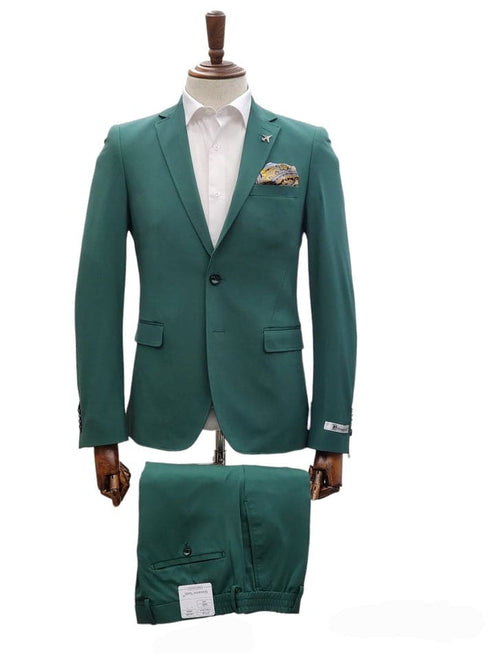 Gianni Testi Ultra Slim Suit - Stretch Fabric Suit - Mens Stretchy Suit - GREEN Suit