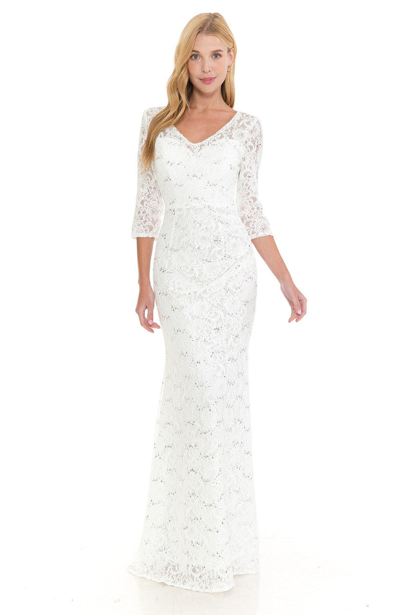 Lenovia 5223 Sequin Embellished Lace Fitted Sweetheart Dress