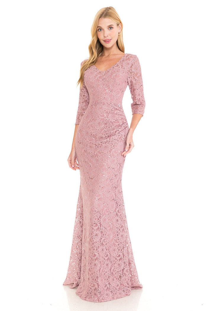Lenovia 5223 Sequin Embellished Lace Fitted Sweetheart Dress