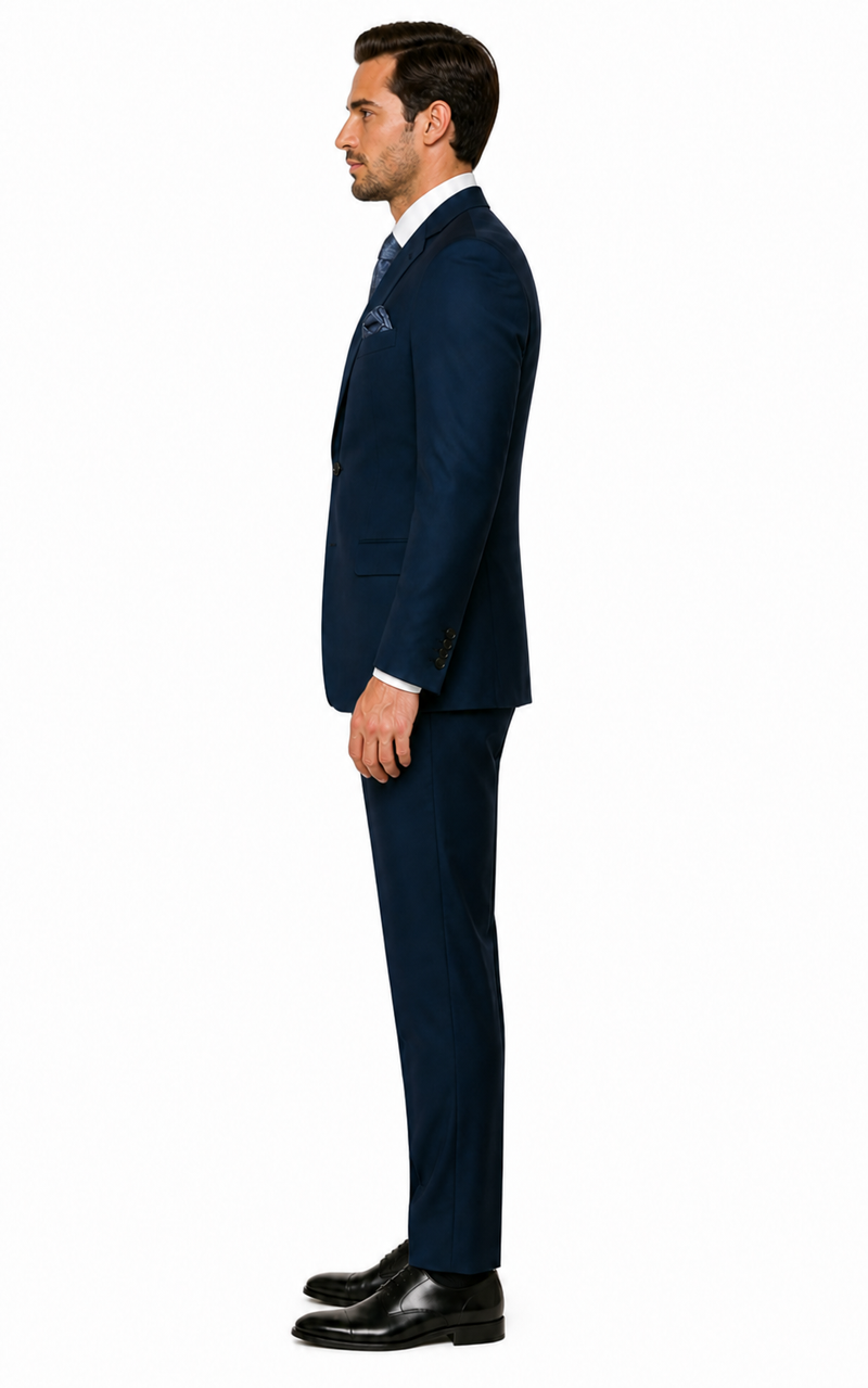 Indigo Bright Blue Athletic Cut Classic Suits
