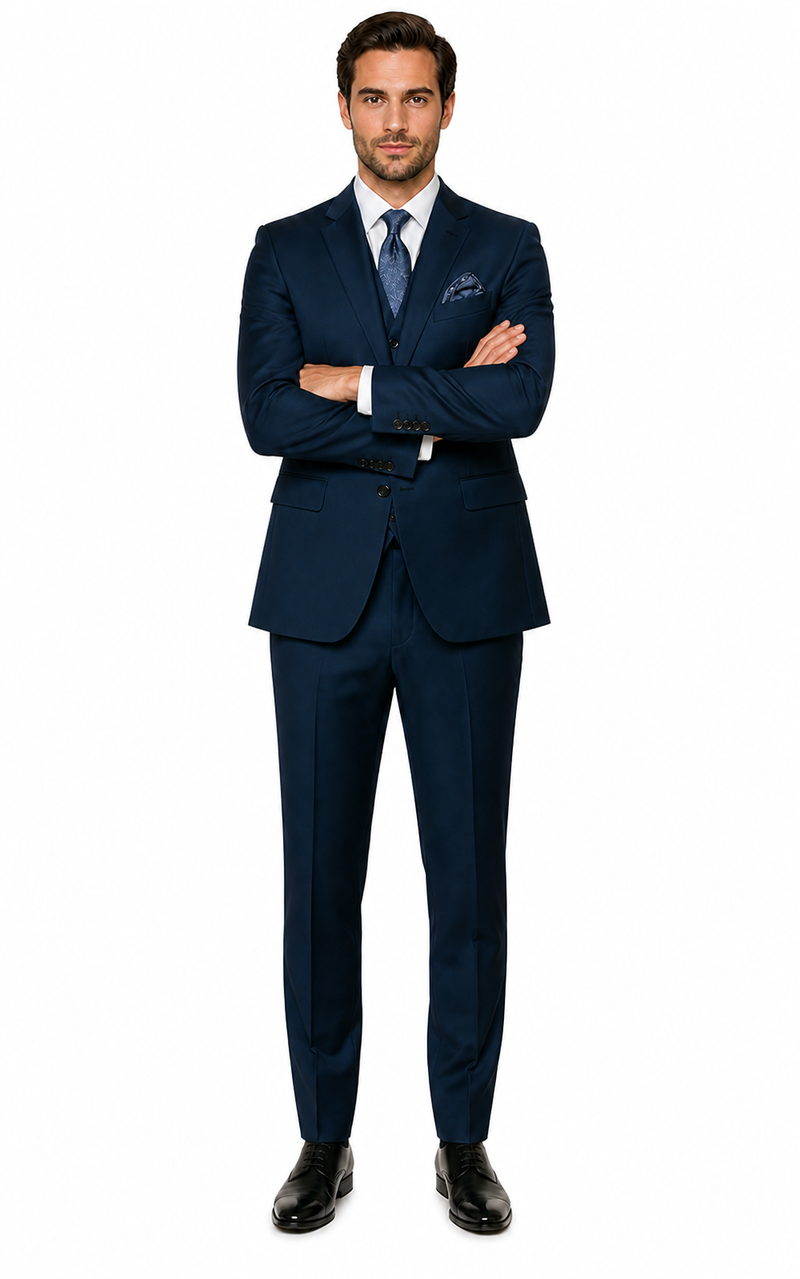 Indigo Bright Blue Athletic Cut Classic Suits