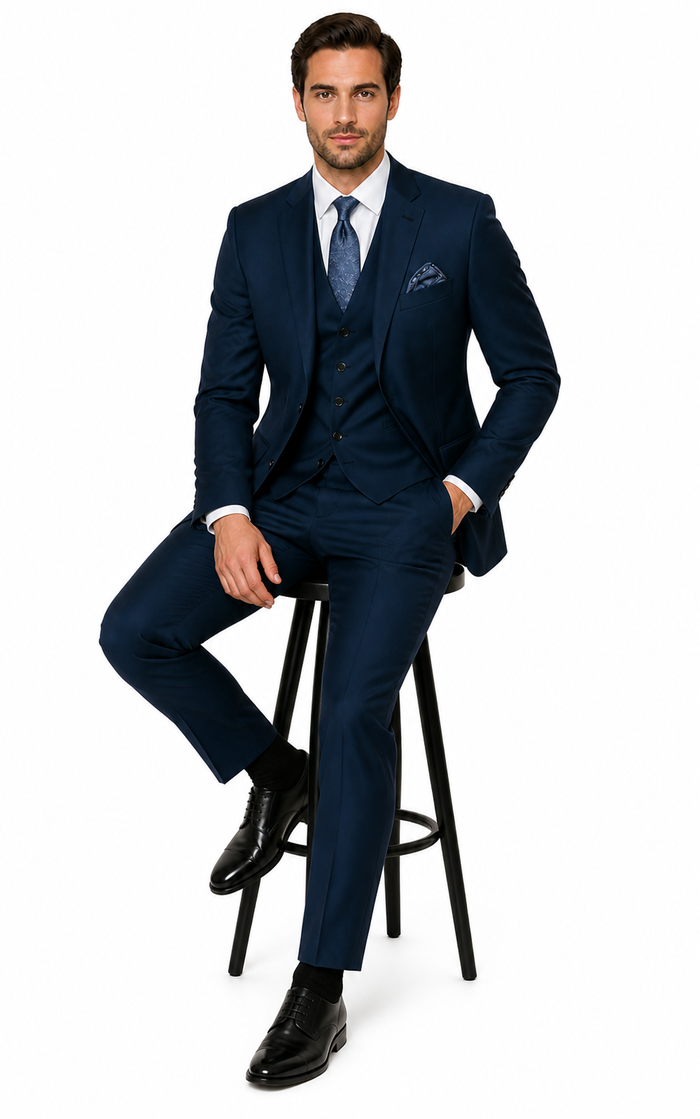 Indigo Bright Blue Athletic Cut Classic Suits